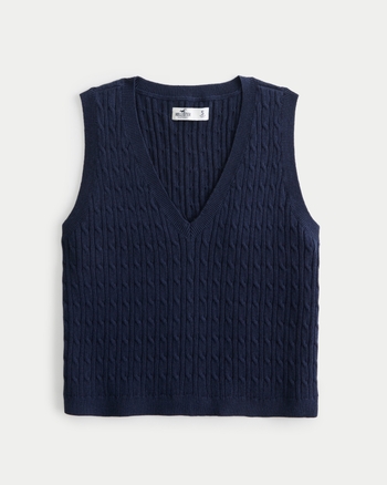 Stay stylish with Cable Knit V-neck Sweater Vest