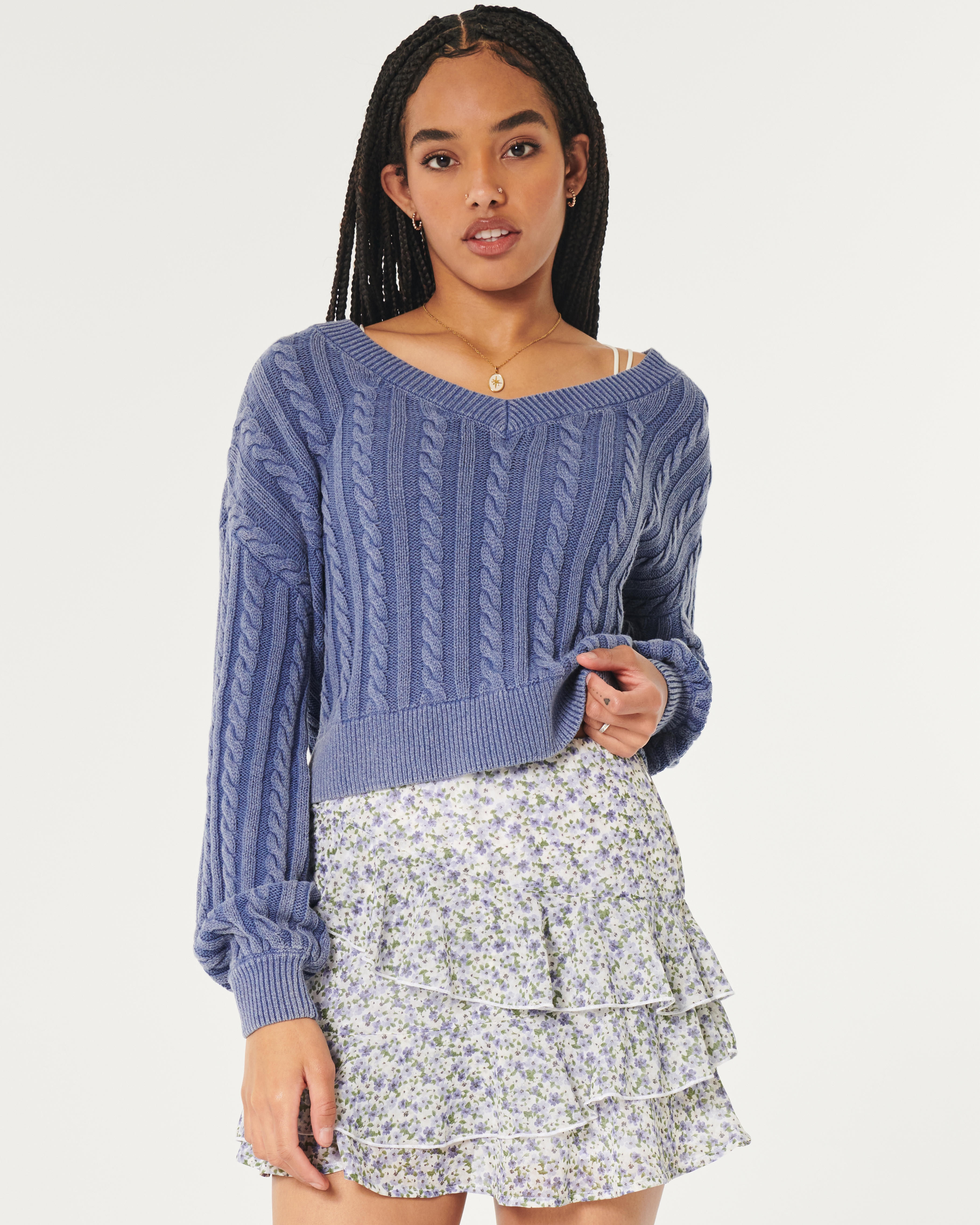 Easy V-Neck Cable-Knit Sweater