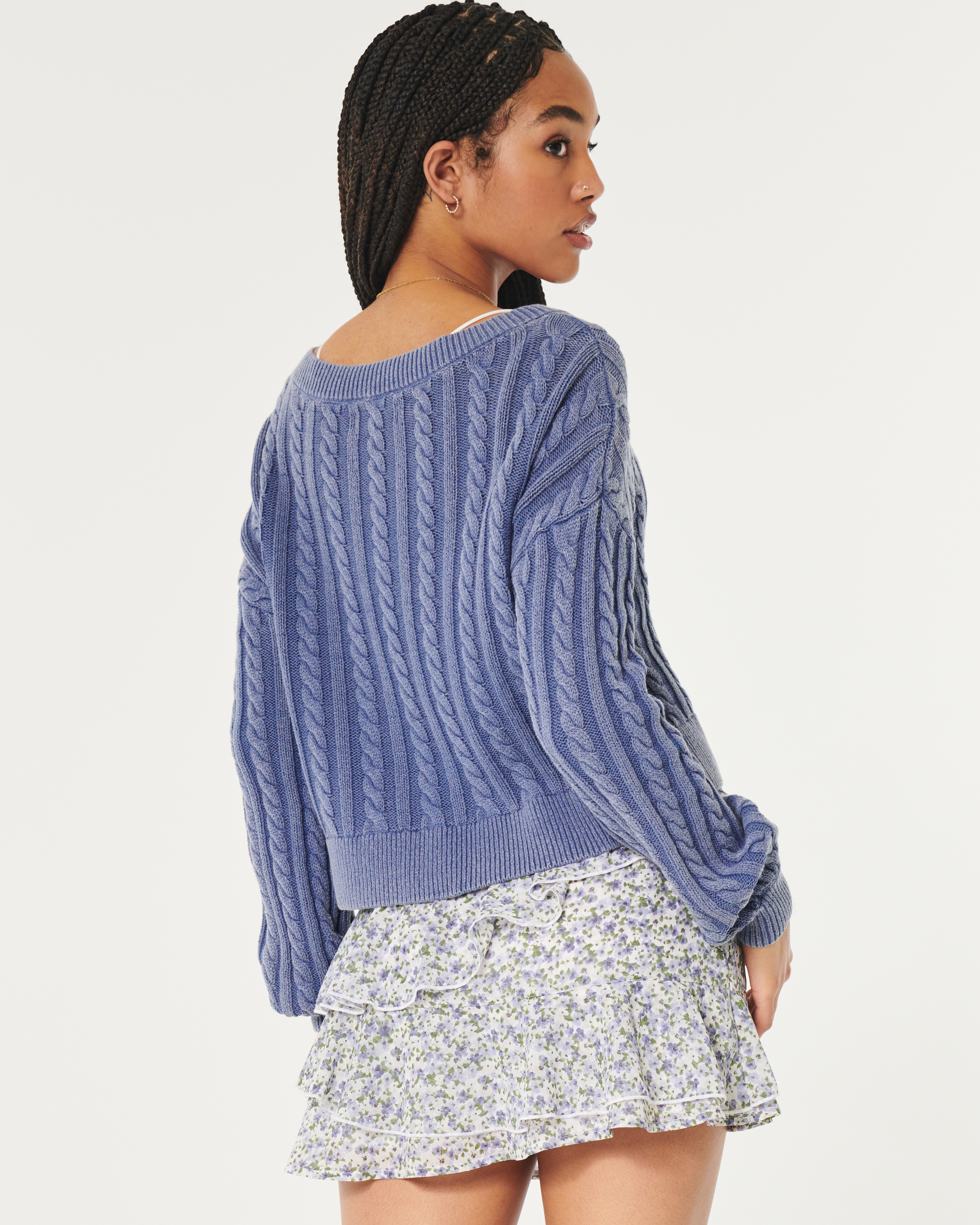 Easy V-Neck Cable-Knit Sweater