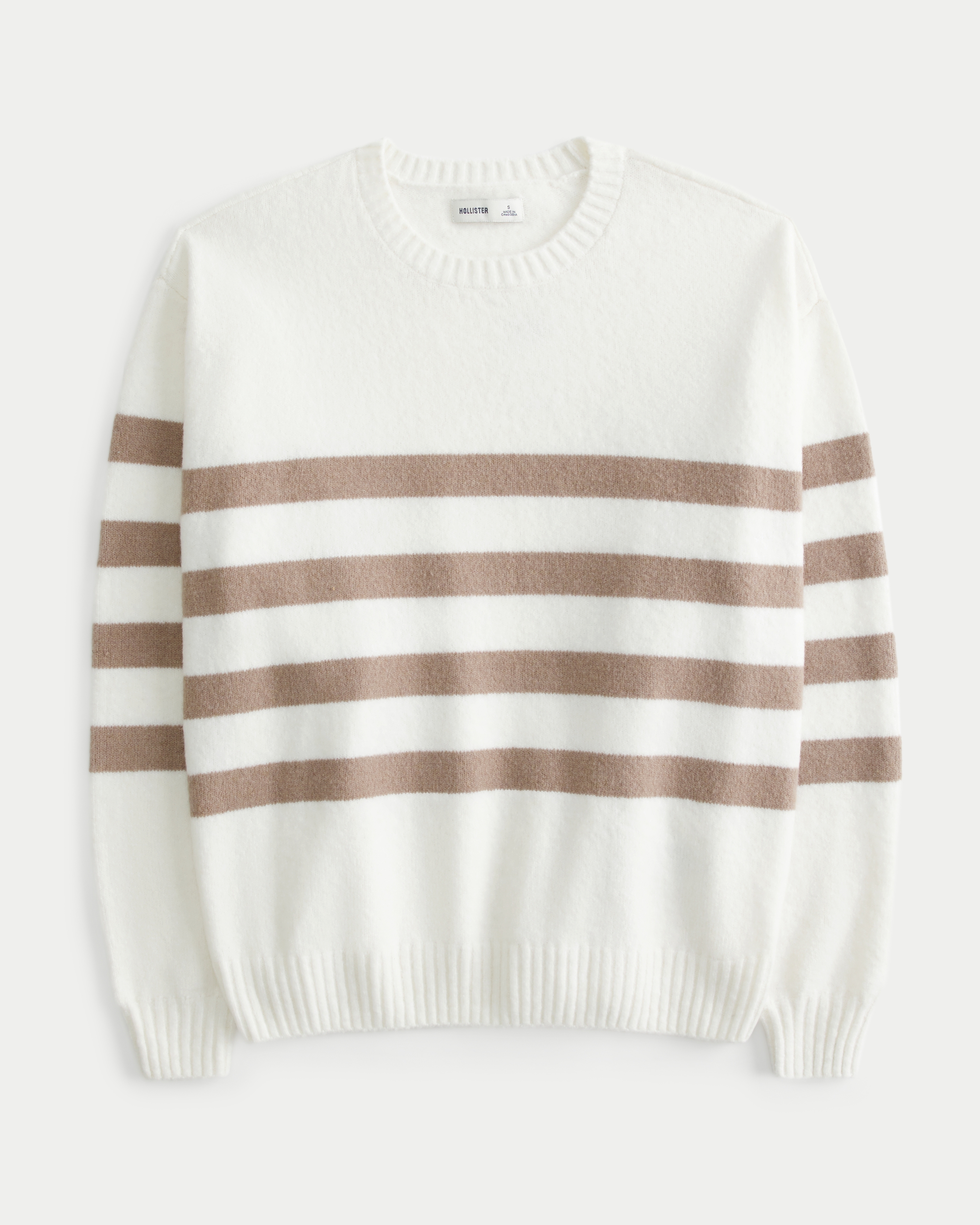 Women s Comfy Cloud Oversized Crew Sweater in White Stripe Size XL from Hollister