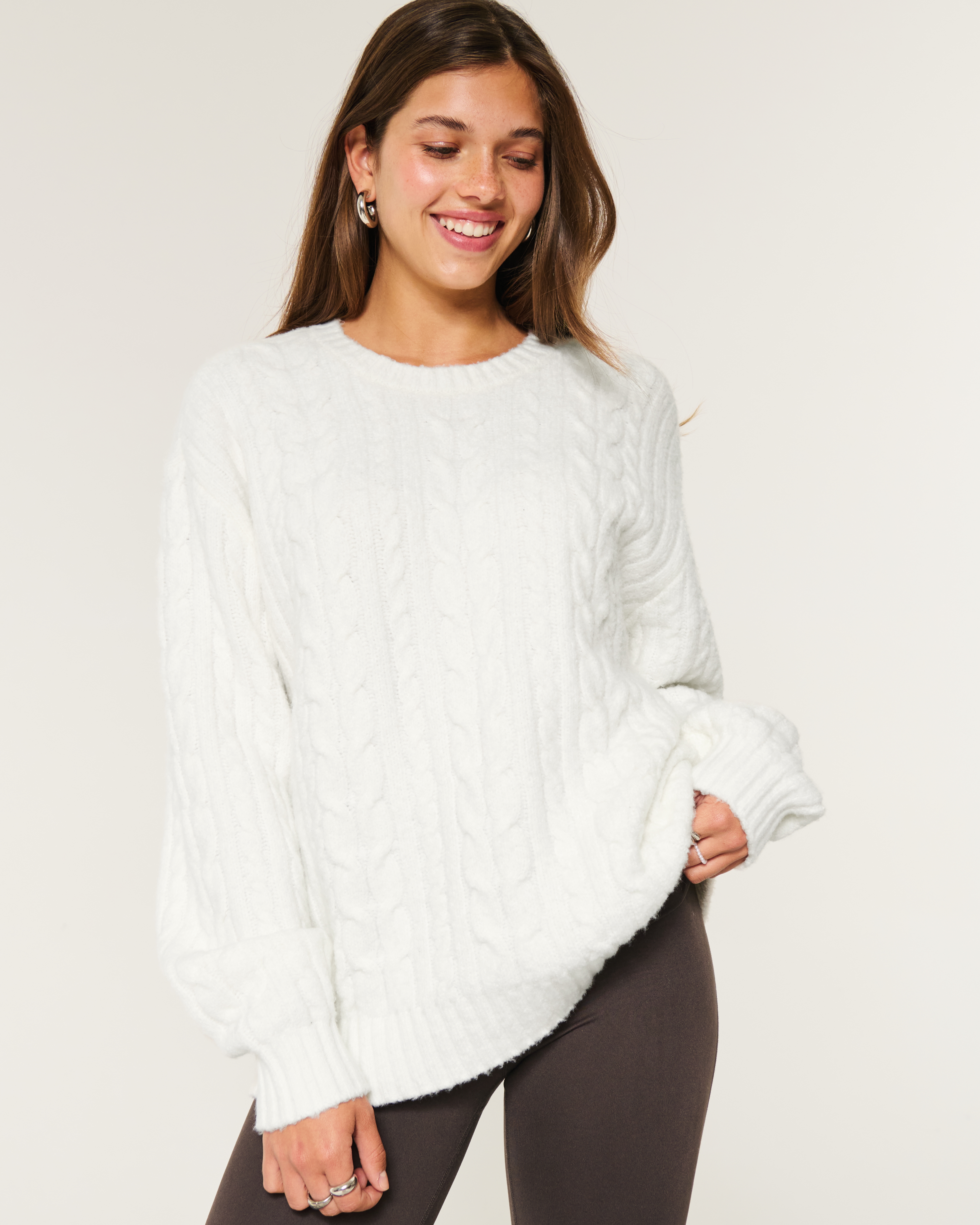 Hollister cable knit sweater on sale