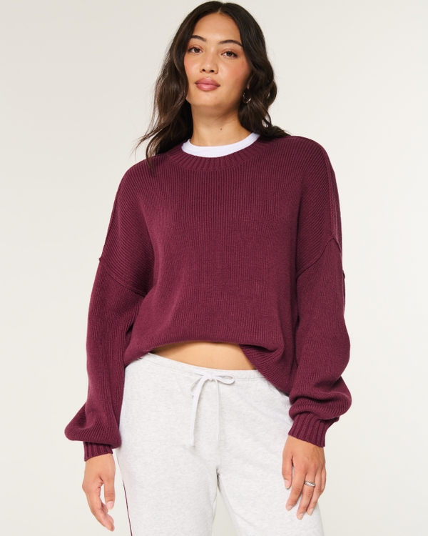 Oversized Crew Sweater, Mulberry