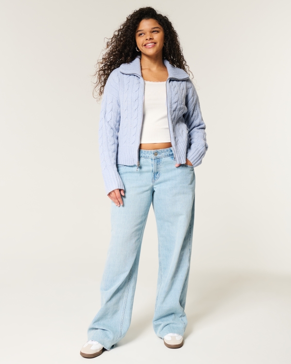 Hollister Comfy Cloud Zip-Up Sweater, Dusty Blue view 2