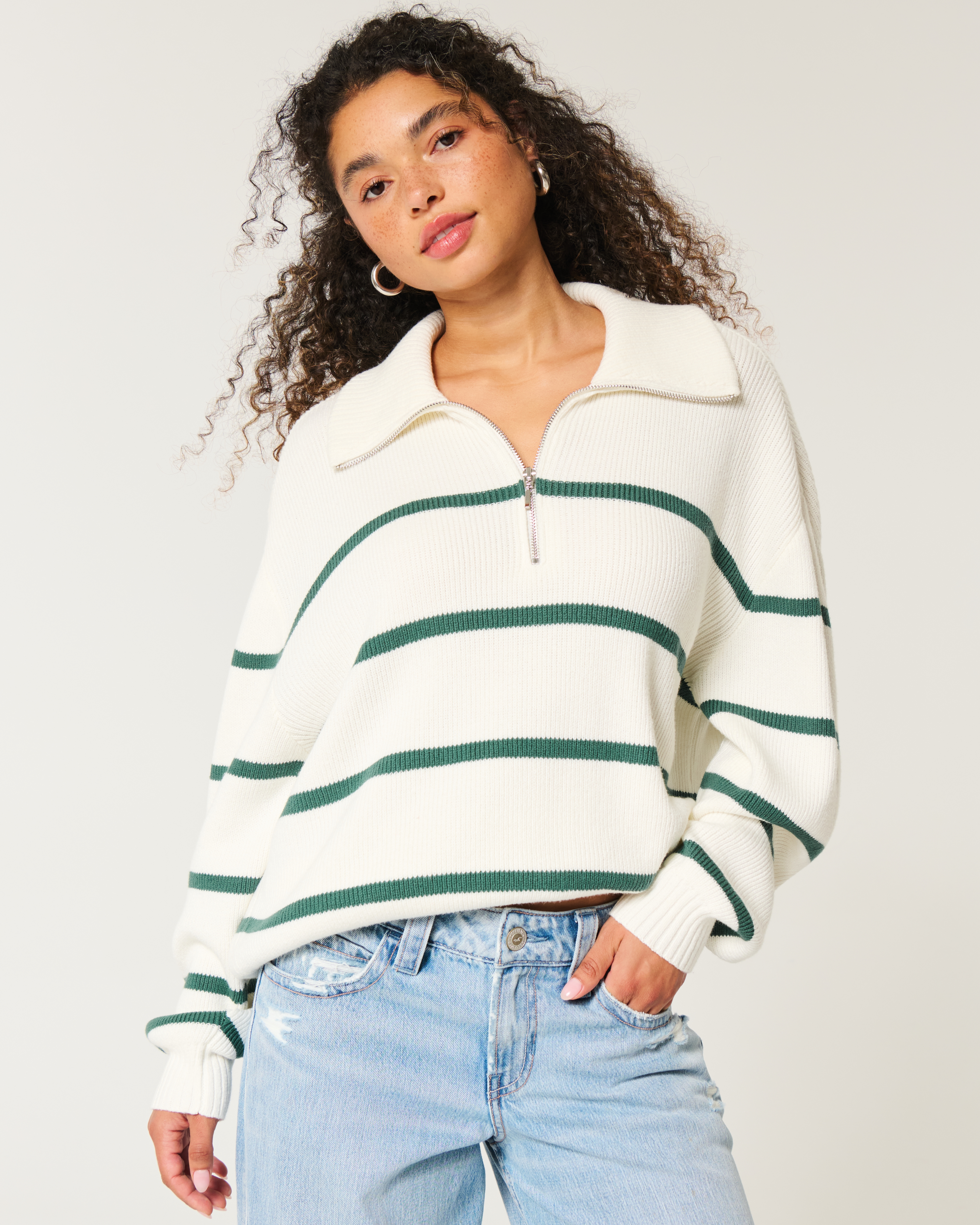 Hollister boyfriend half zip sweater best sale