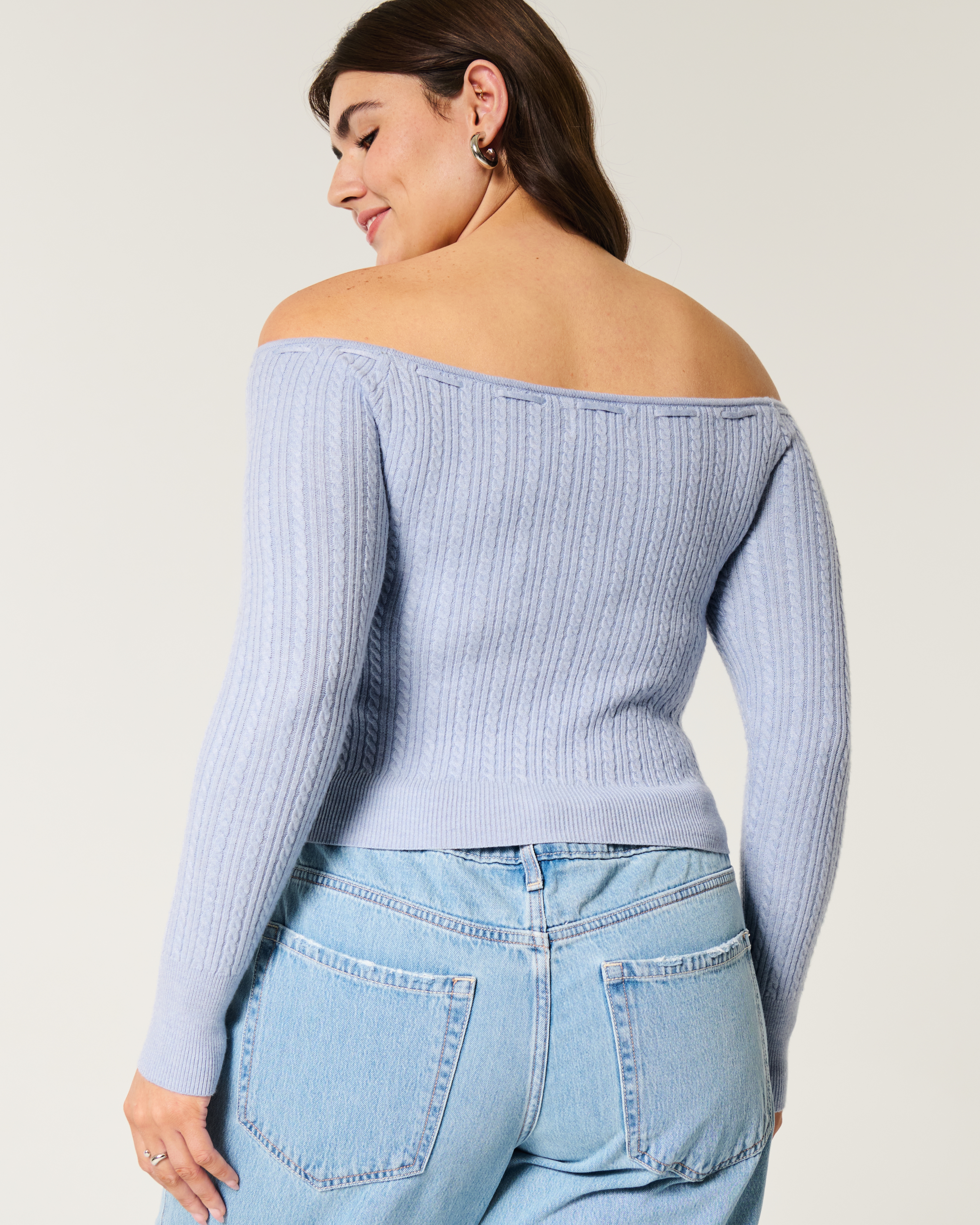 Women's Off-the-Shoulder Cable-Knit Sweater | Women's