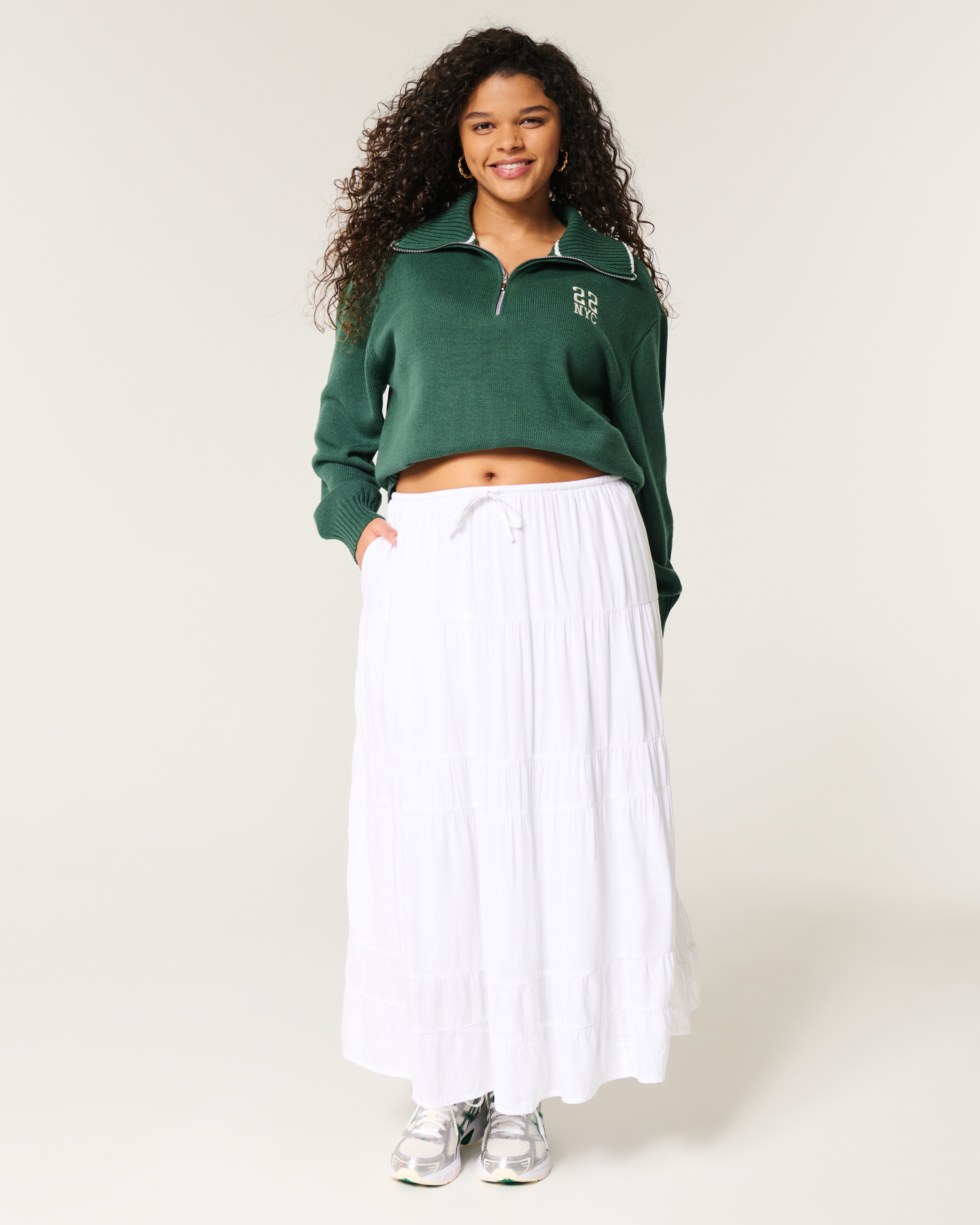 Oversized NYC Graphic Half-Zip Sweater