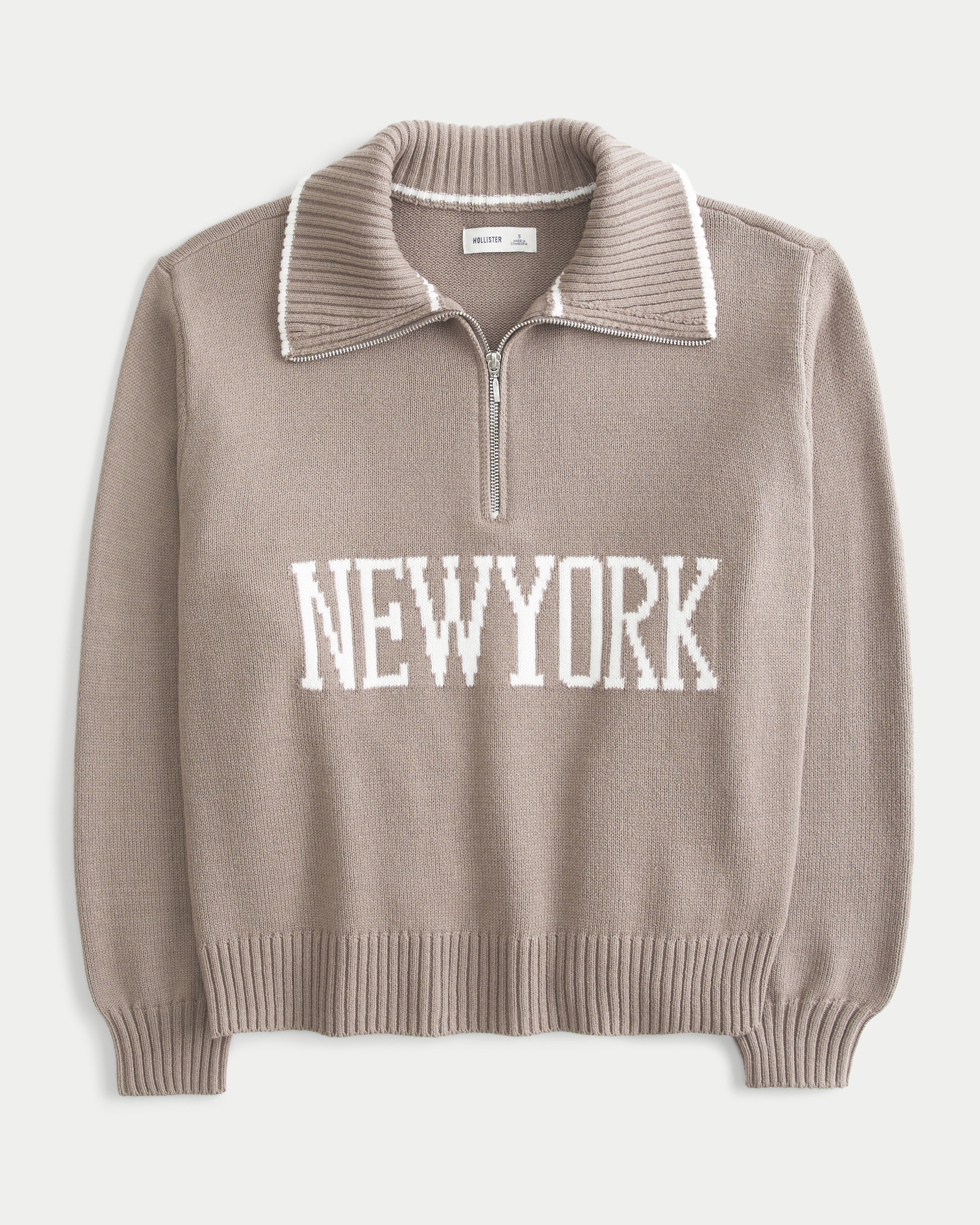 Oversized New York Graphic Half-Zip Sweater