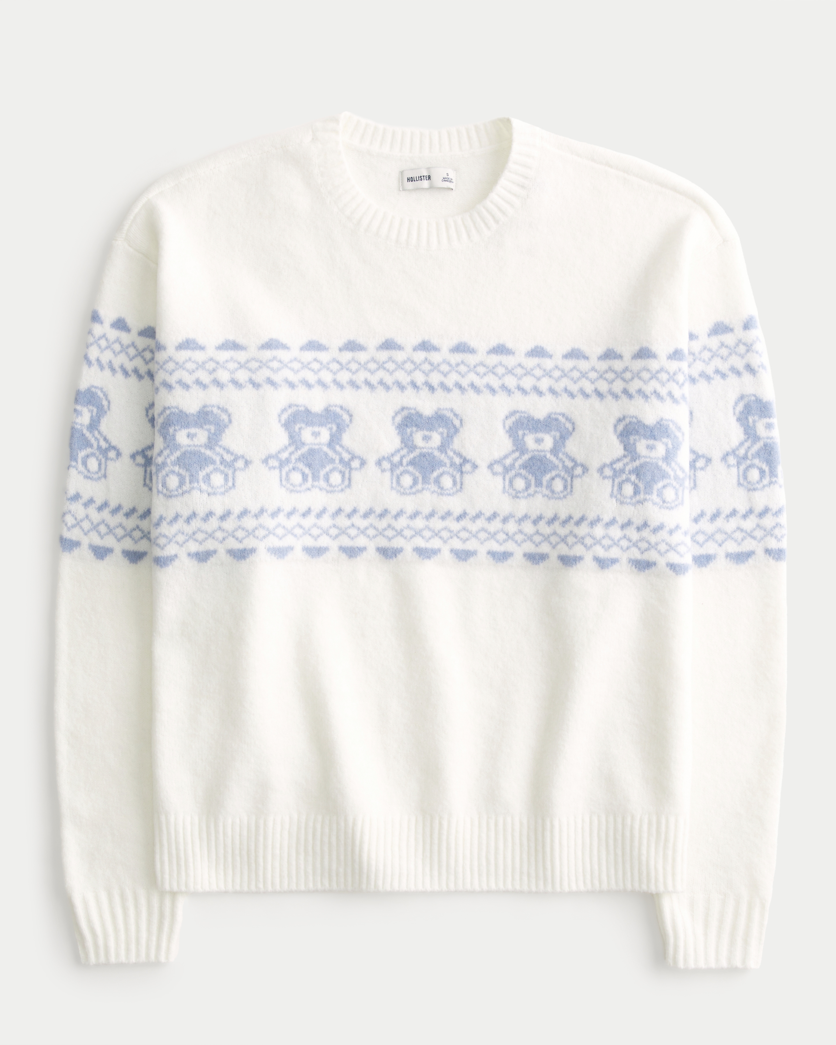 Hollister Comfy Cloud Teddy Bear Graphic Crew Sweater