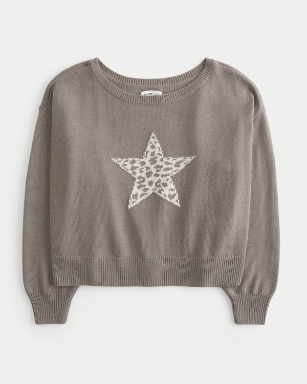 Women's Easy Off-the-Shoulder Star Graphic Sweater | Women's Women's Easy Off-the-Shoulder Star Graphic Sweater | Women's
