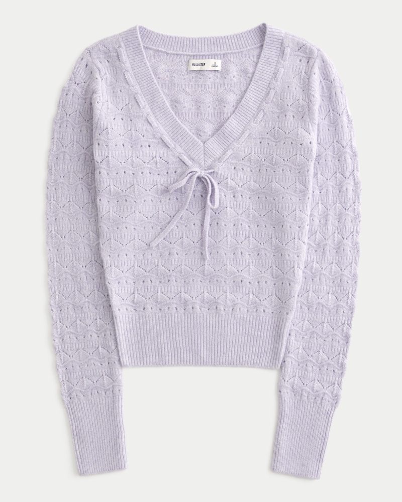 Women s Stitchy V Neck Sweater in Dusty Lavender Size XXS from Hollister