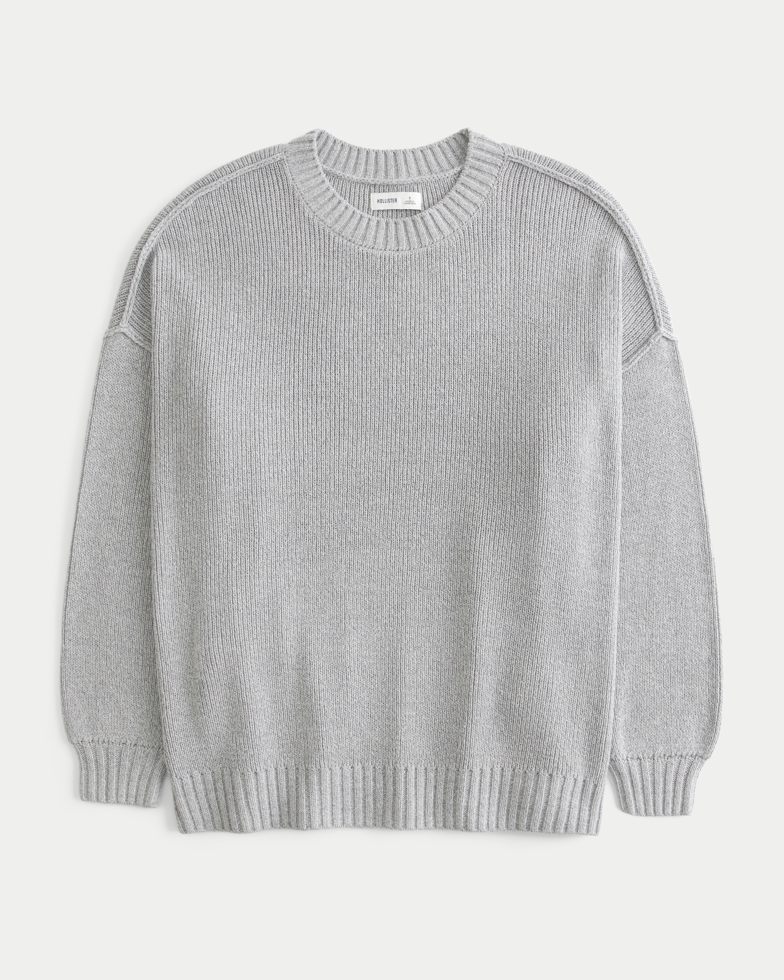 Women s Oversized Crew Sweater in Light Grey Size XXS from Hollister