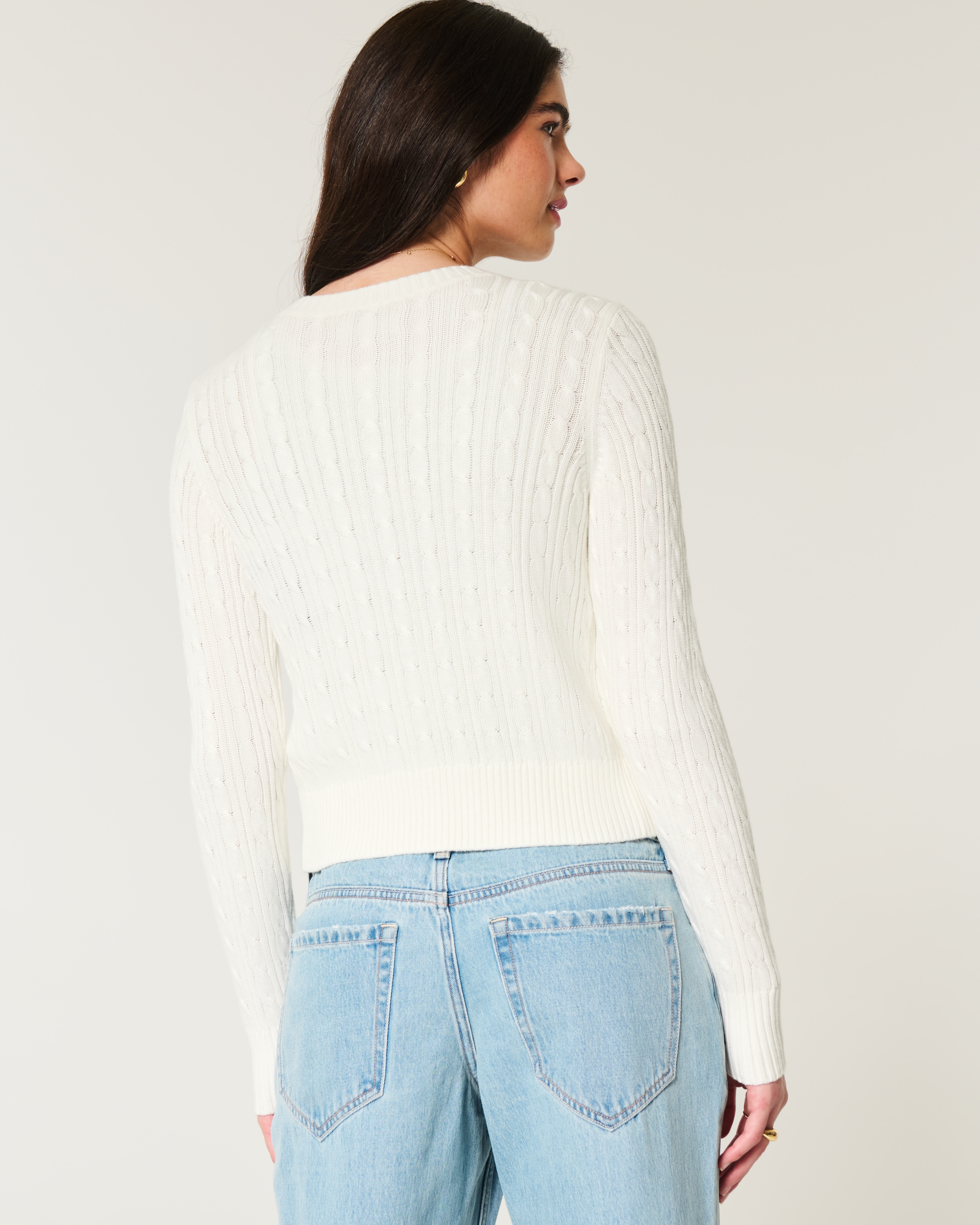 Easy Cable-Knit Crew Cardigan