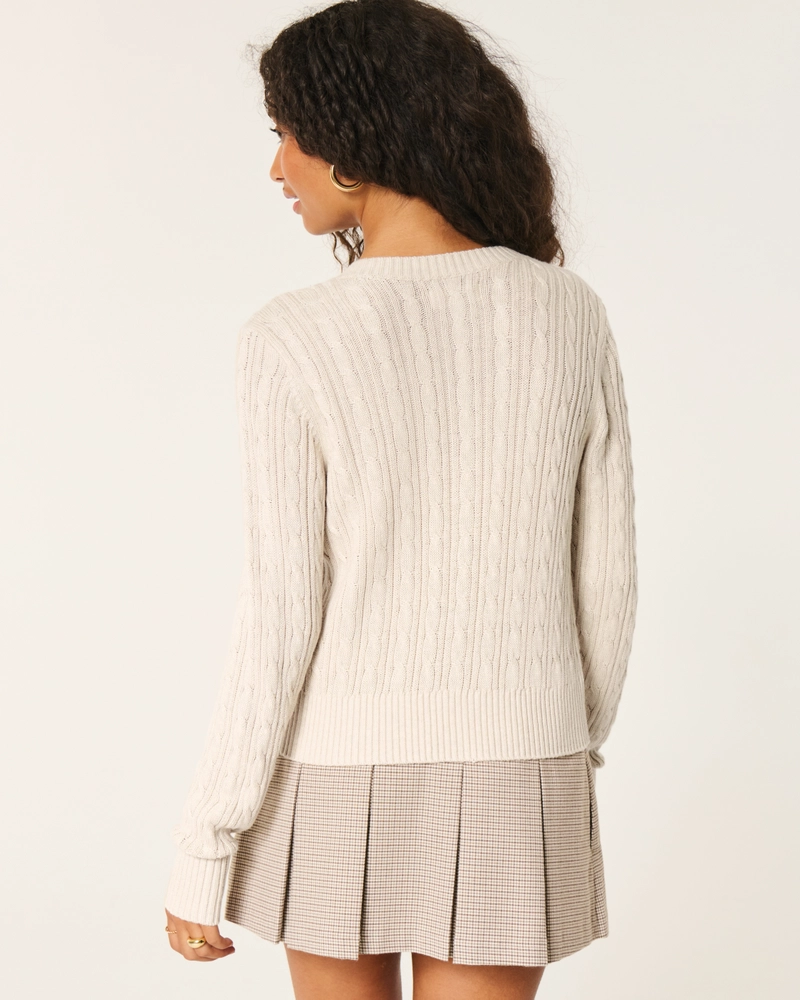 Easy Cable-Knit Crew Cardigan