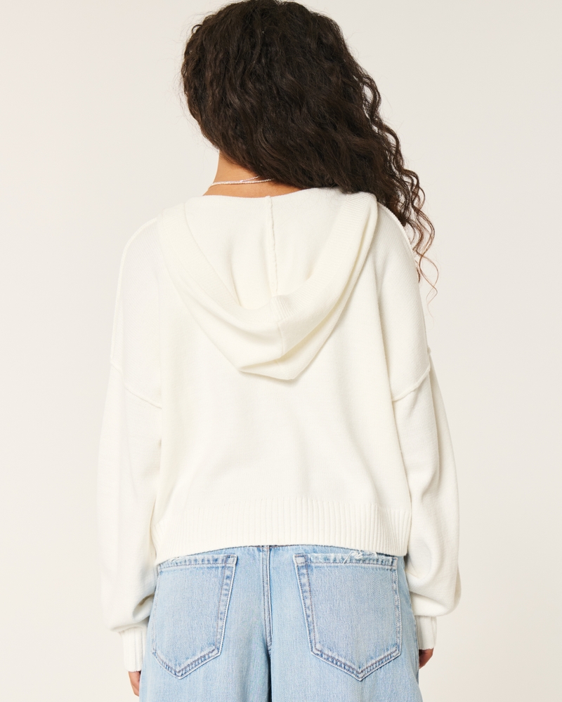 Boxy Zip-Up Sweater Hoodie