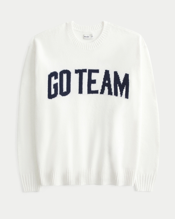 Hollister Comfy Cloud Oversized Go Team Graphic Sweater, White view 1