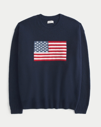 Women s Hollister Comfy Cloud Oversized American Flag Graphic Sweater Women s Tops HollisterCo