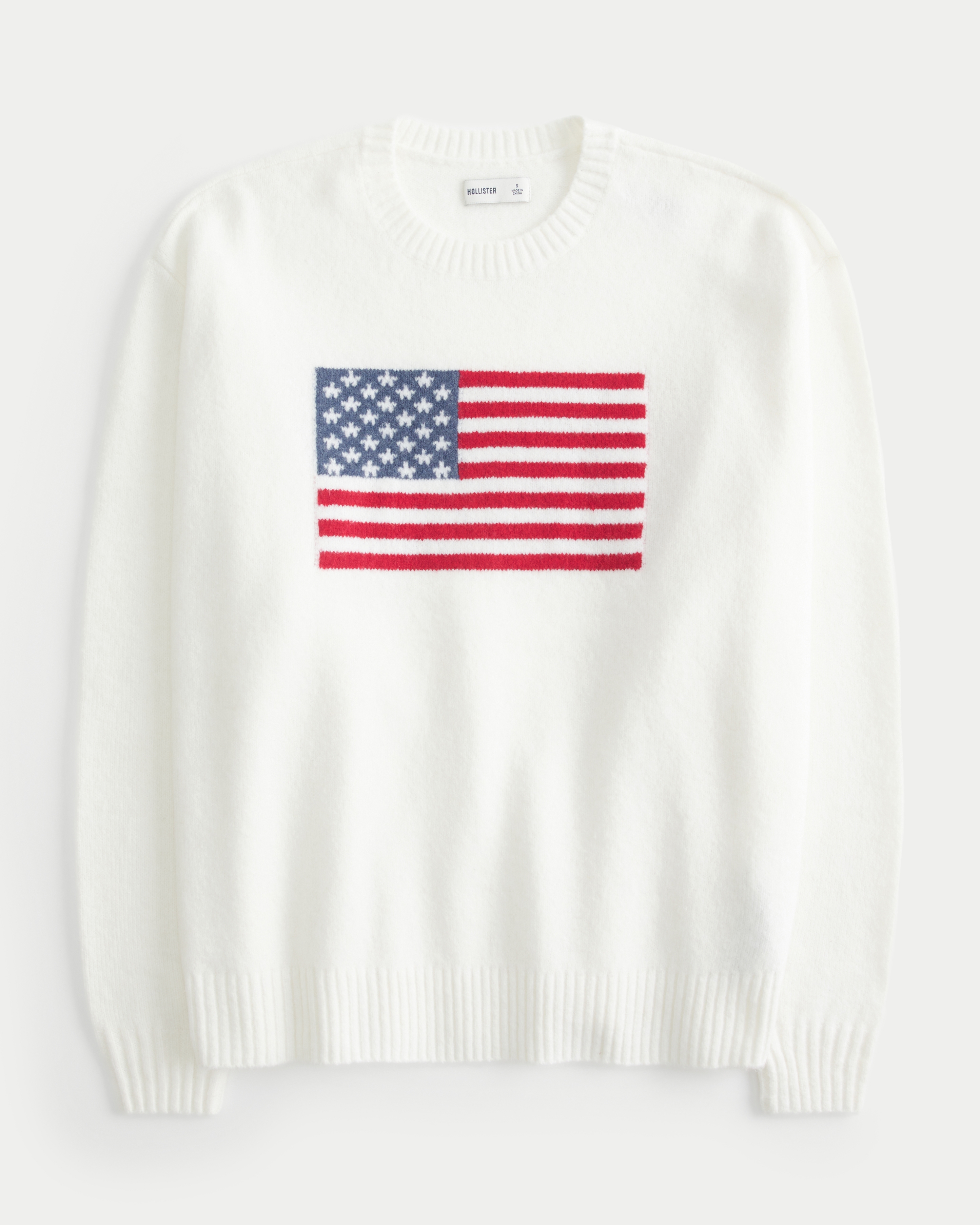 Hollister Comfy Cloud Oversized American Flag Graphic Sweater