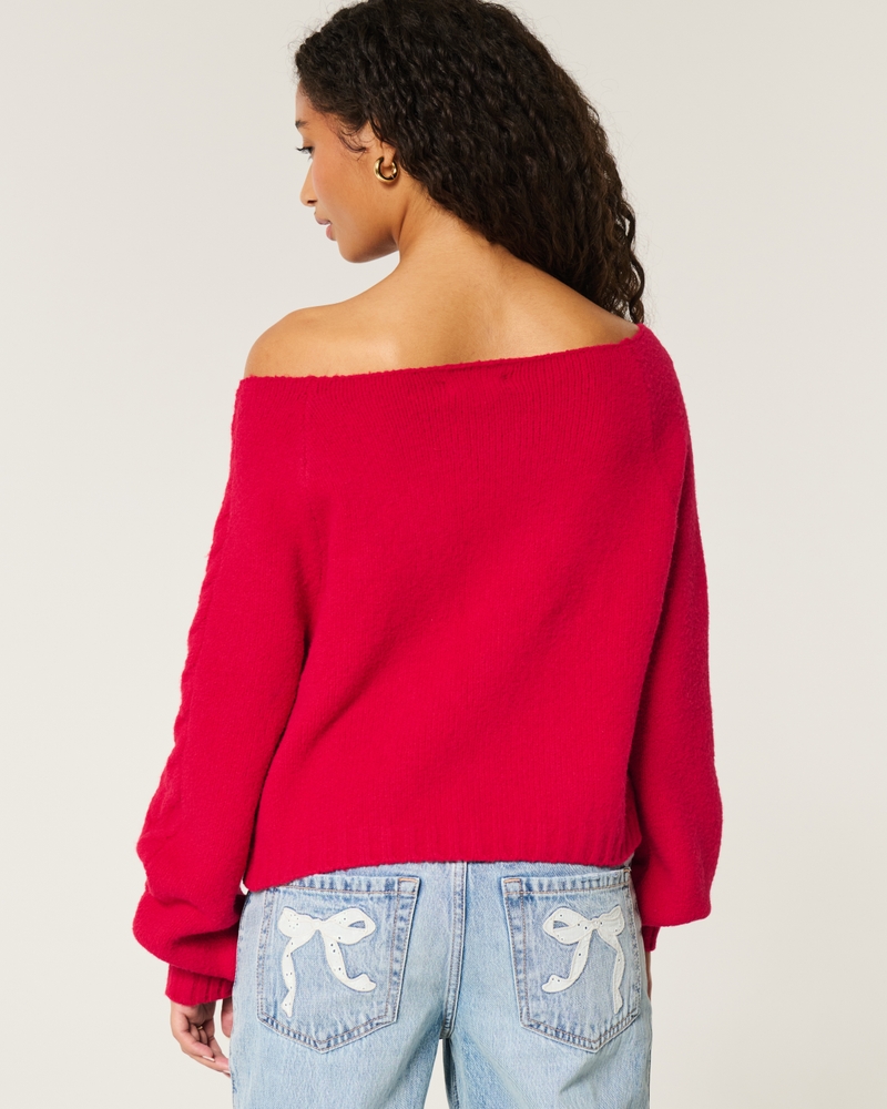Hollister Comfy Cloud Off-the-Shoulder Cable-Knit Sweater