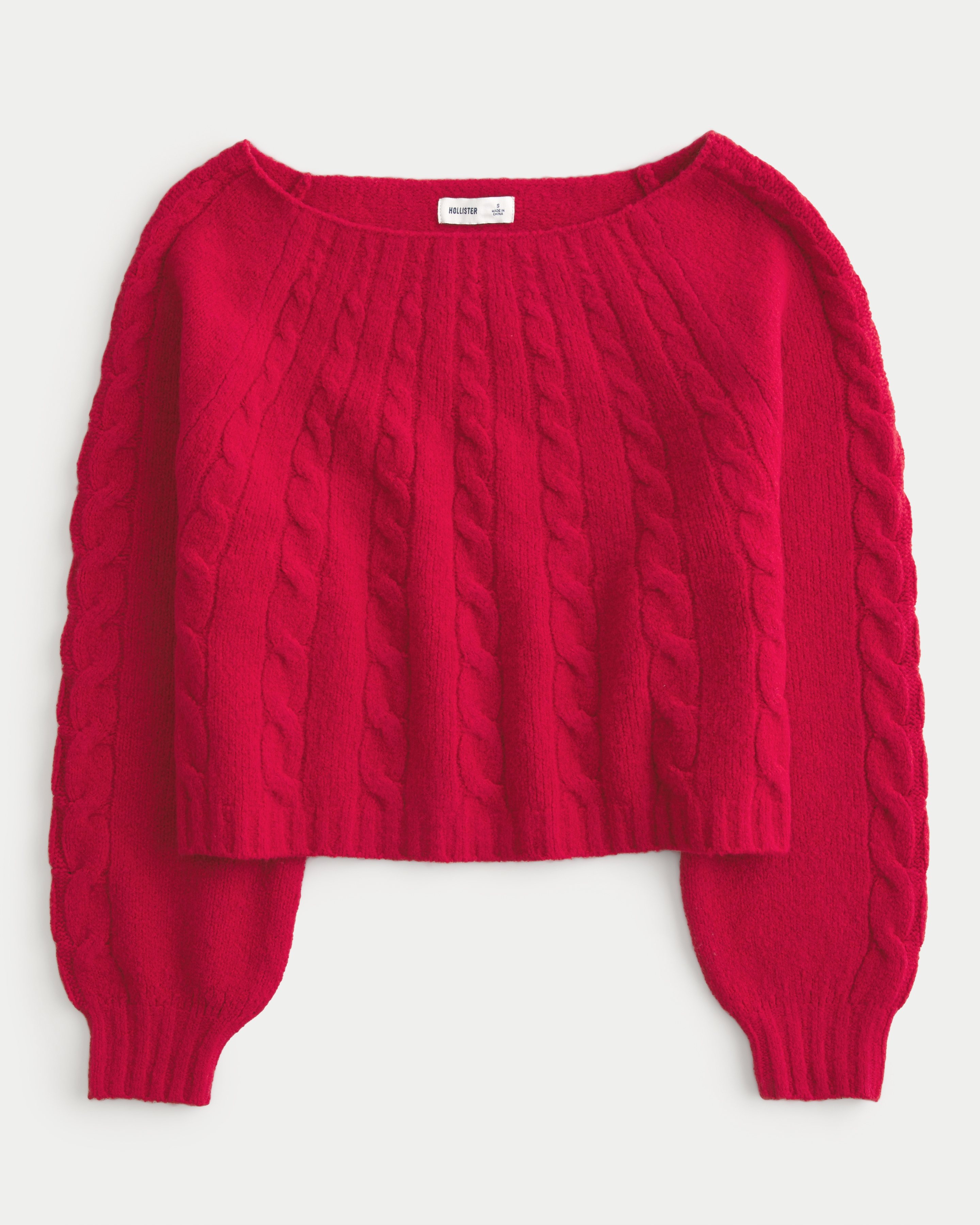 Hollister Comfy Cloud Off-the-Shoulder Cable-Knit Sweater