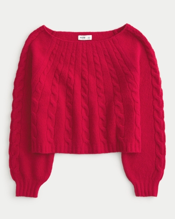 Women's Hollister Comfy Cloud Off-the-Shoulder Cable-Knit