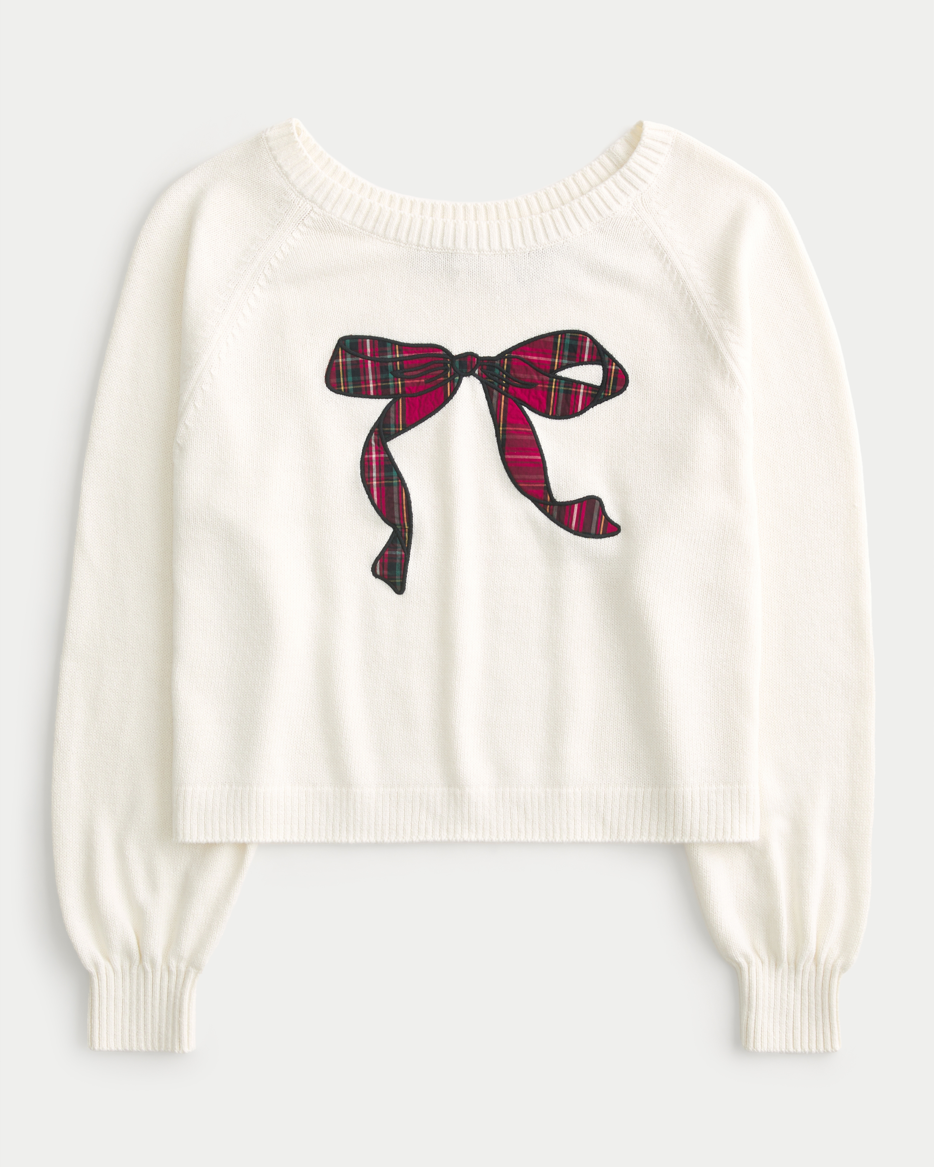 Easy Off-the-Shoulder Bow Graphic Sweater