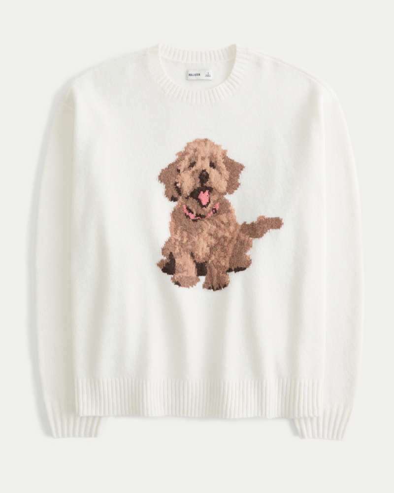 Women s Hollister Comfy Cloud Oversized Dog Graphic Sweater Women s Clearance HollisterCo