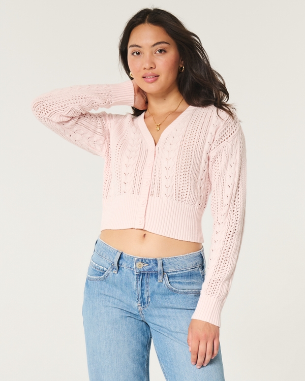 Easy Stitchy Cardigan, Pale Pink