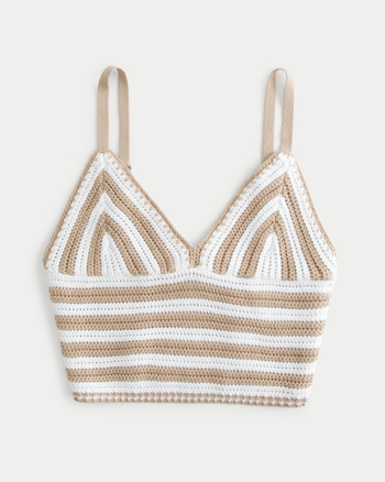 Women s Crop V Neck Crochet Top Women s Clearance HollisterCo