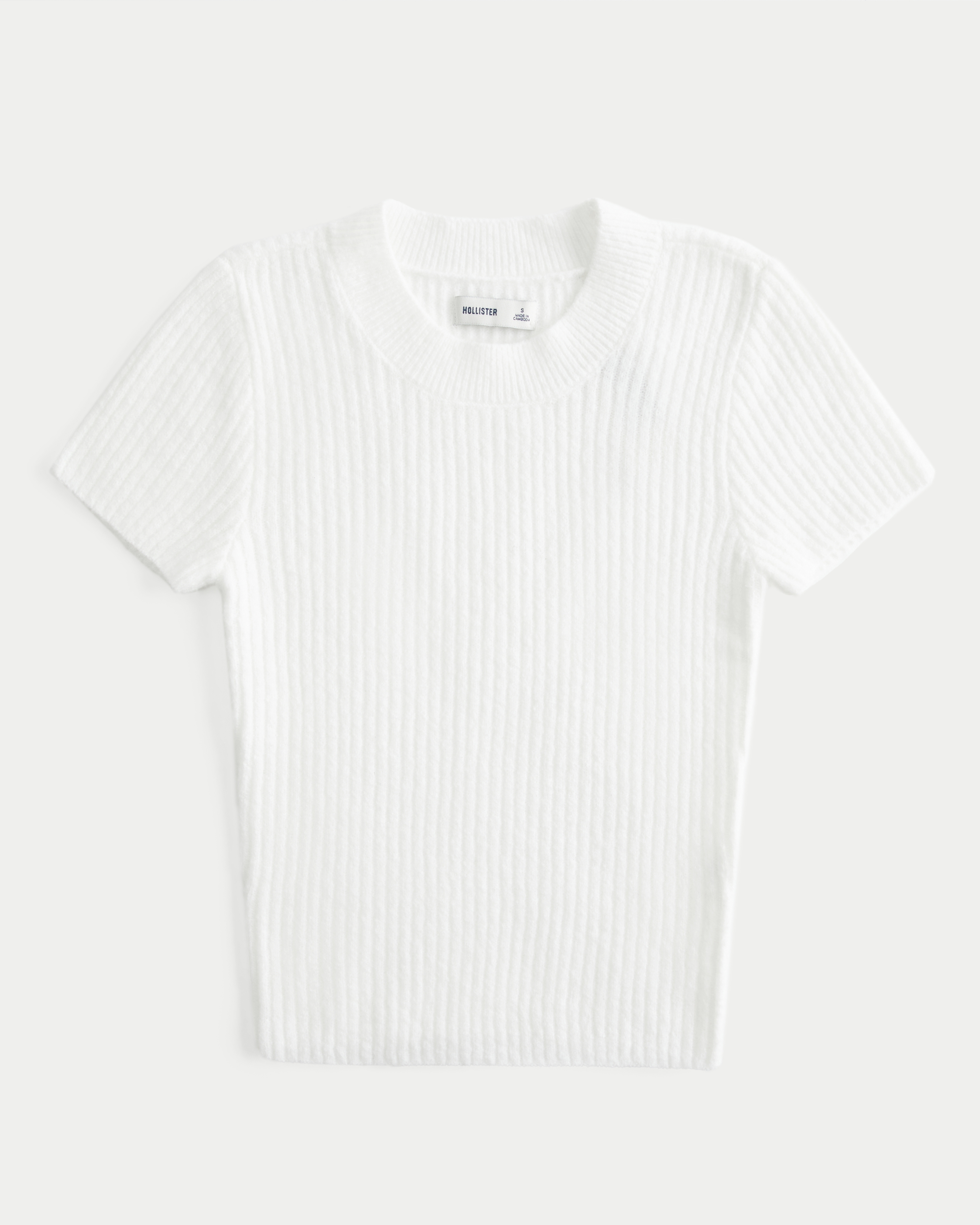 Short-Sleeve Ribbed Crew Sweater