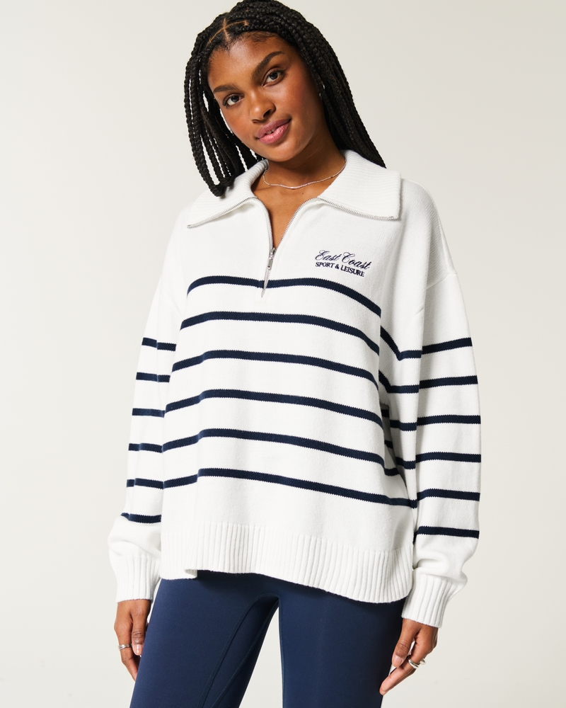 Women's Oversized Half-Zip Graphic Sweater Women's Clearance
