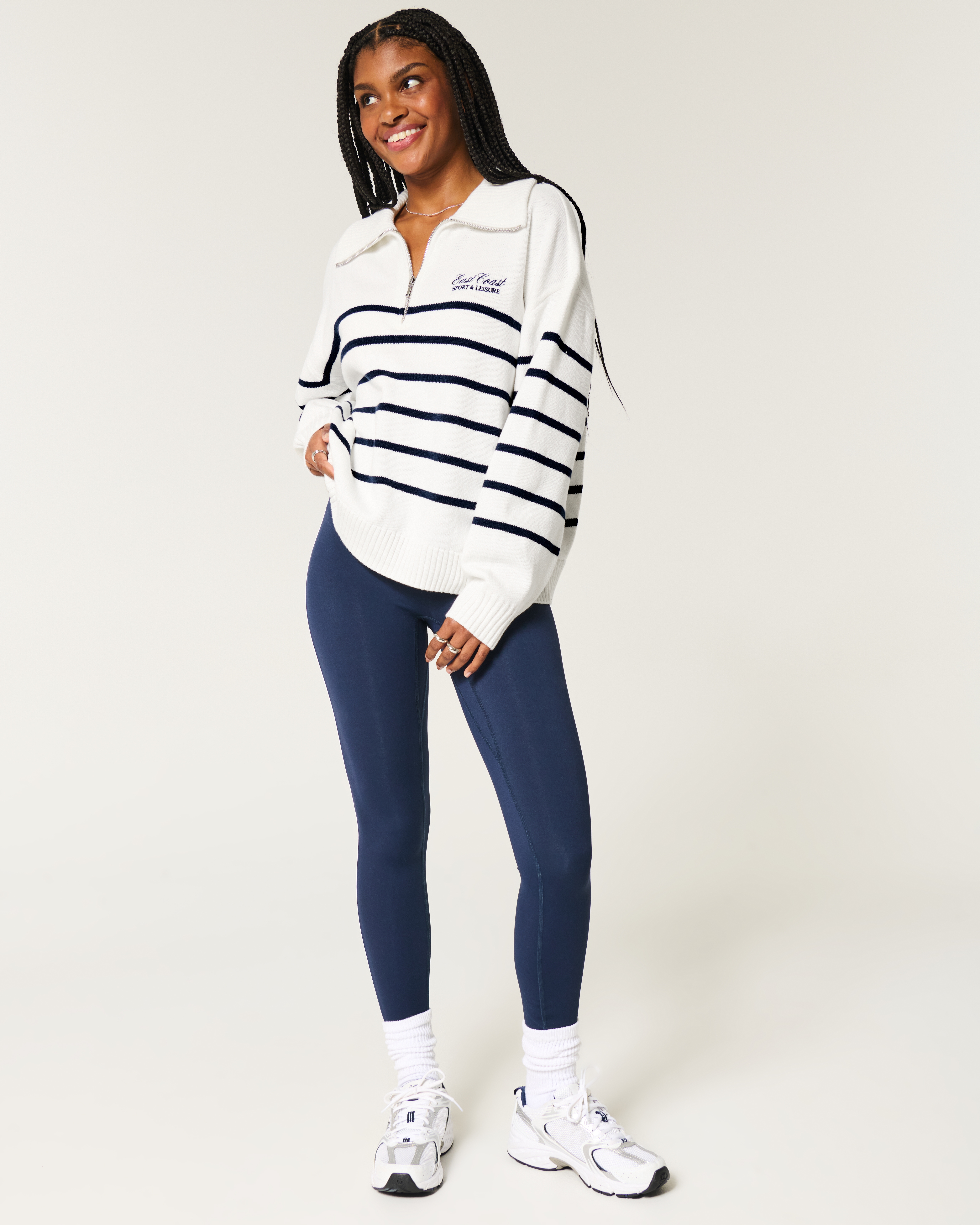 Oversized Half-Zip Graphic Sweater