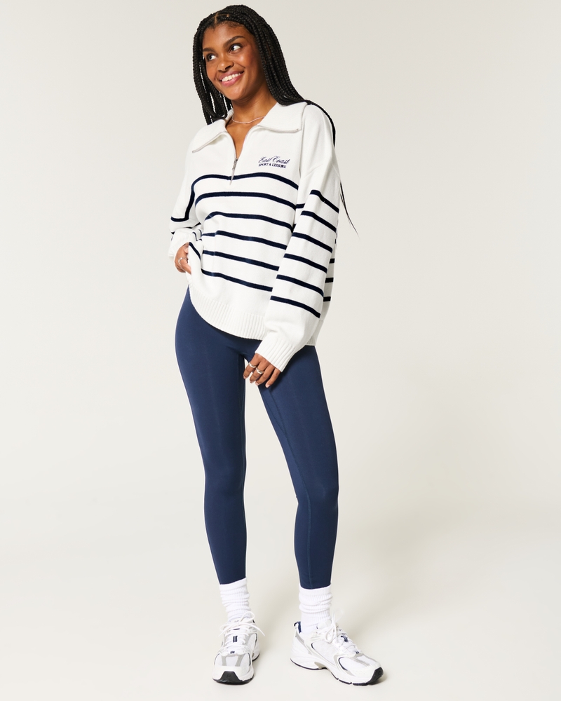 Oversized Half-Zip Graphic Sweater