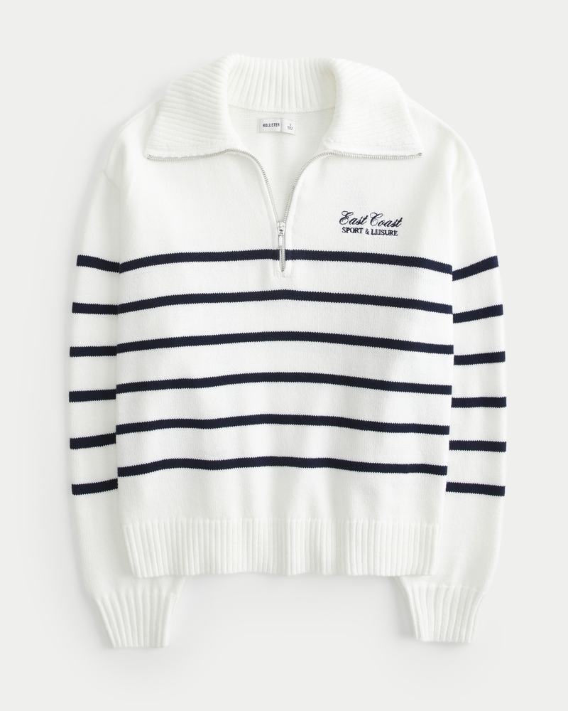 Oversized Half-Zip Graphic Sweater
