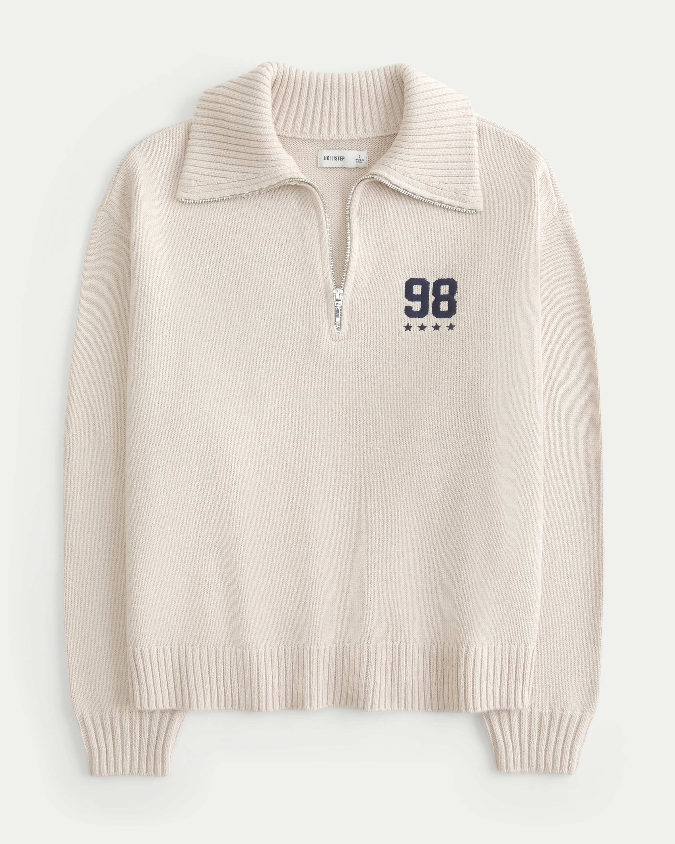 Oversized Half-Zip Graphic Sweater