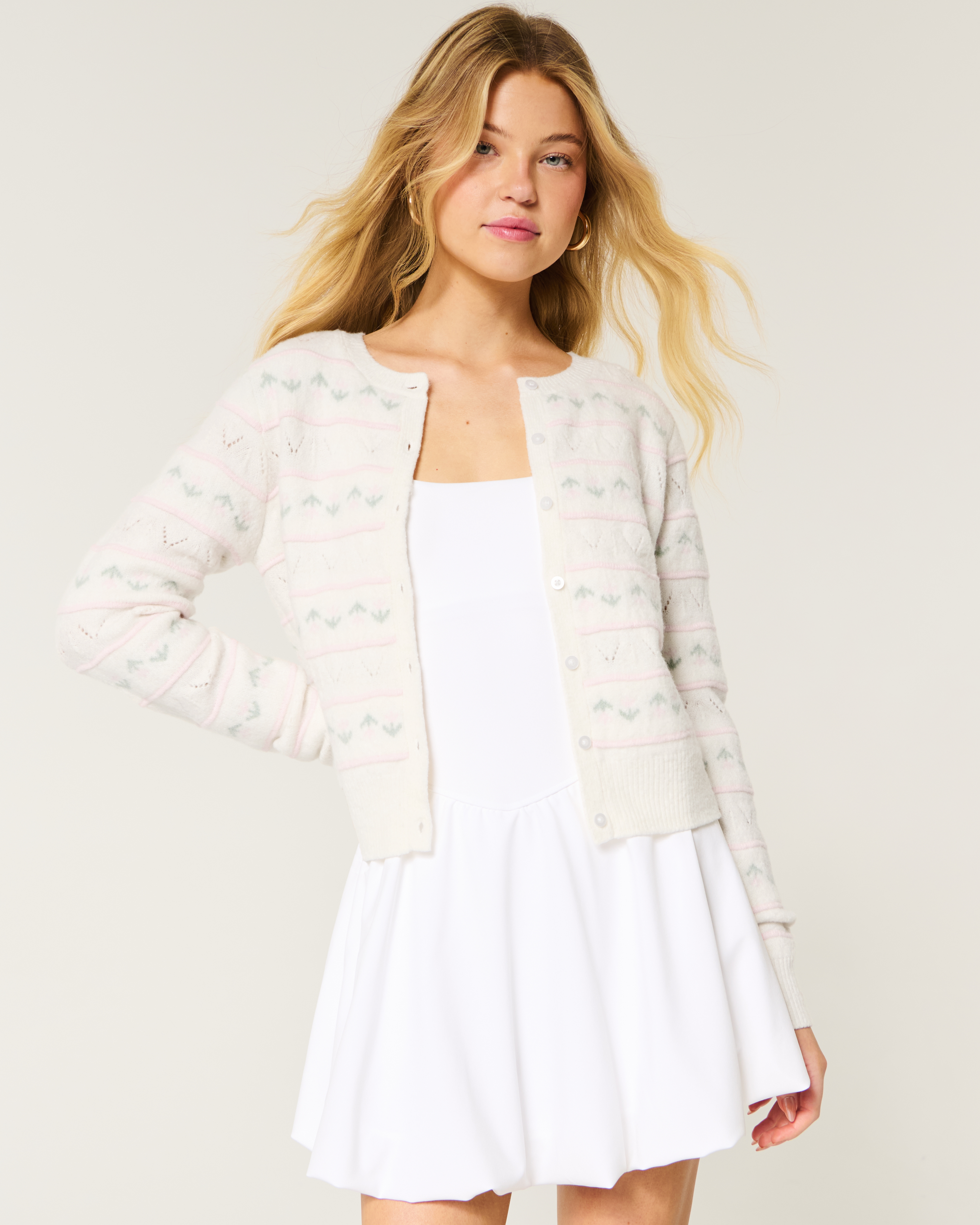 Hollister Comfy Cloud Pattern Crew Cardigan