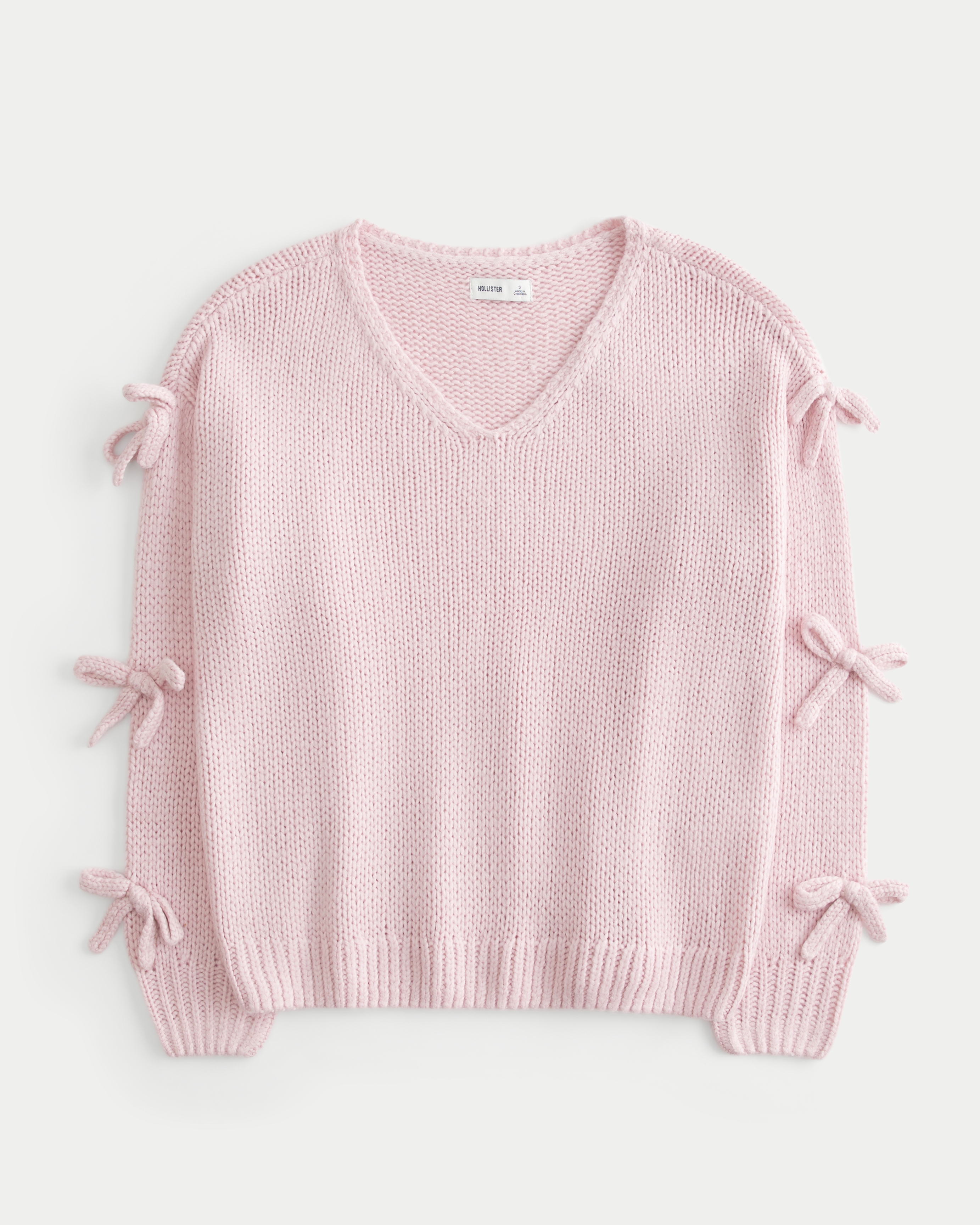 Off-the-Shoulder Bow Applique Sweater