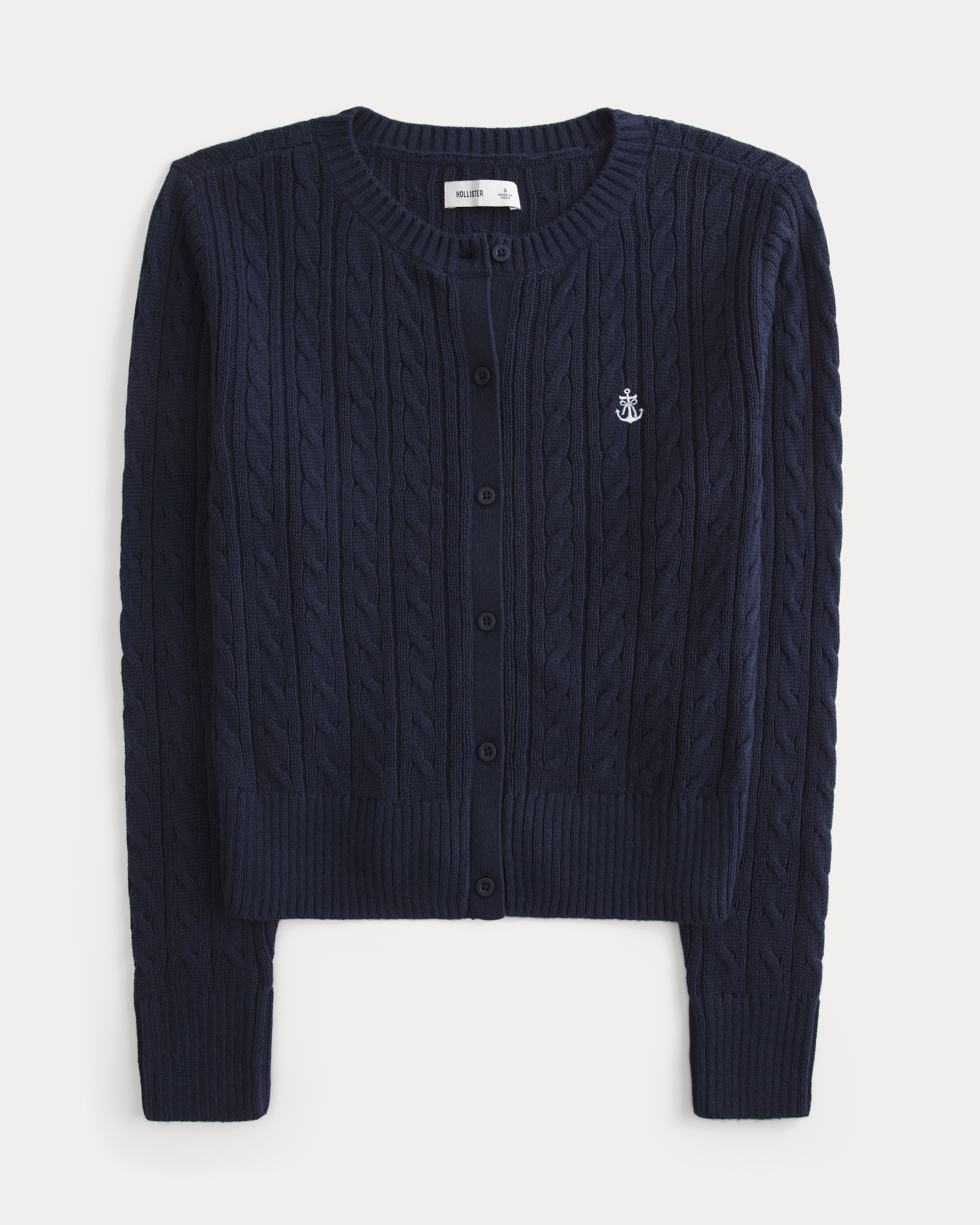 Women's Easy Cable-Knit Teddy Bear Crew Cardigan | Women's