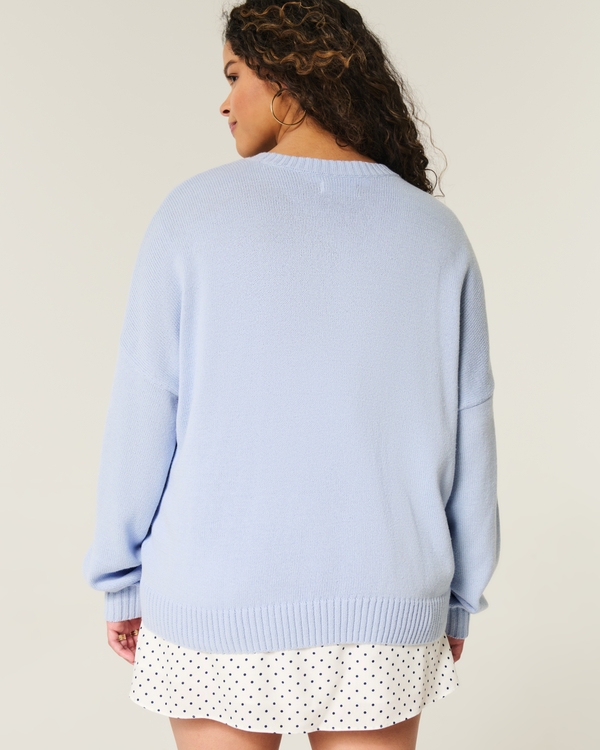 Oversized-Pullover mit Rundhalsausschnitt und Schwan-Grafik, Abendblau view 2