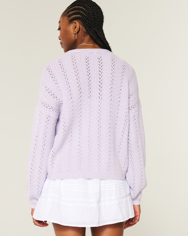 Easy Textured No-Close Cardigan, Pastel Purple view 2