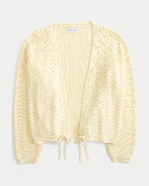 Easy Textured No-Close Cardigan, Butter Yellow view 1