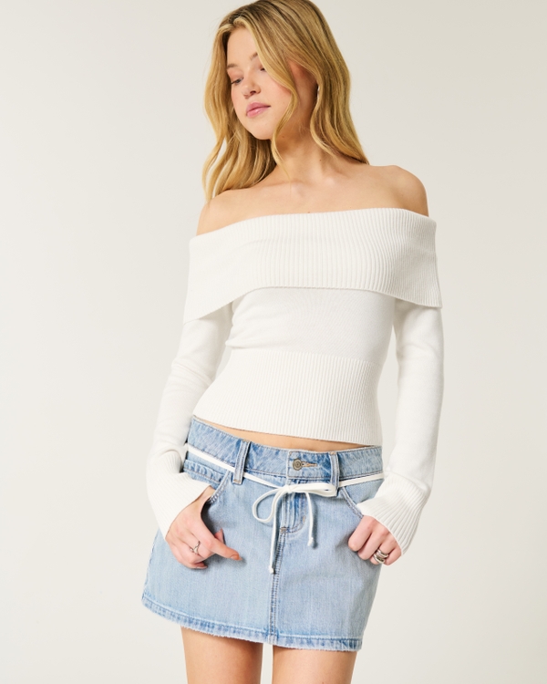 Off-the-Shoulder Sweater, Cloud White view 1