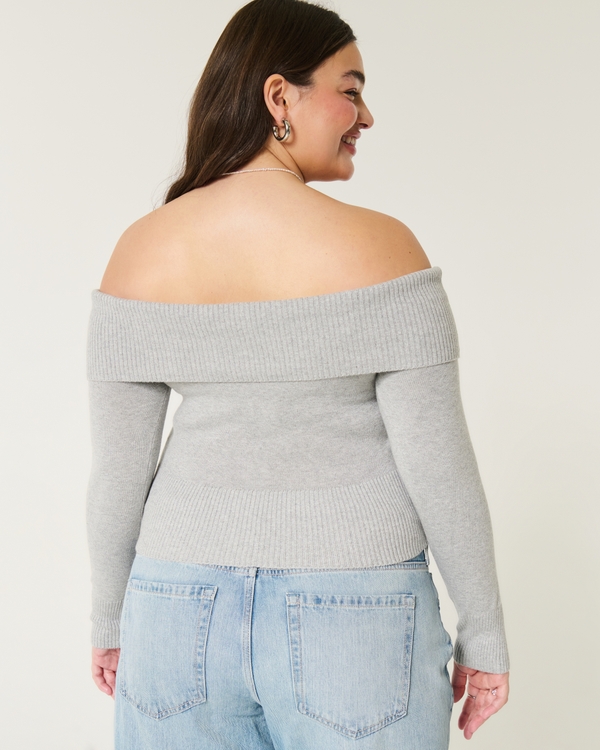 Off-the-Shoulder Sweater, Light Heather Gray view 2