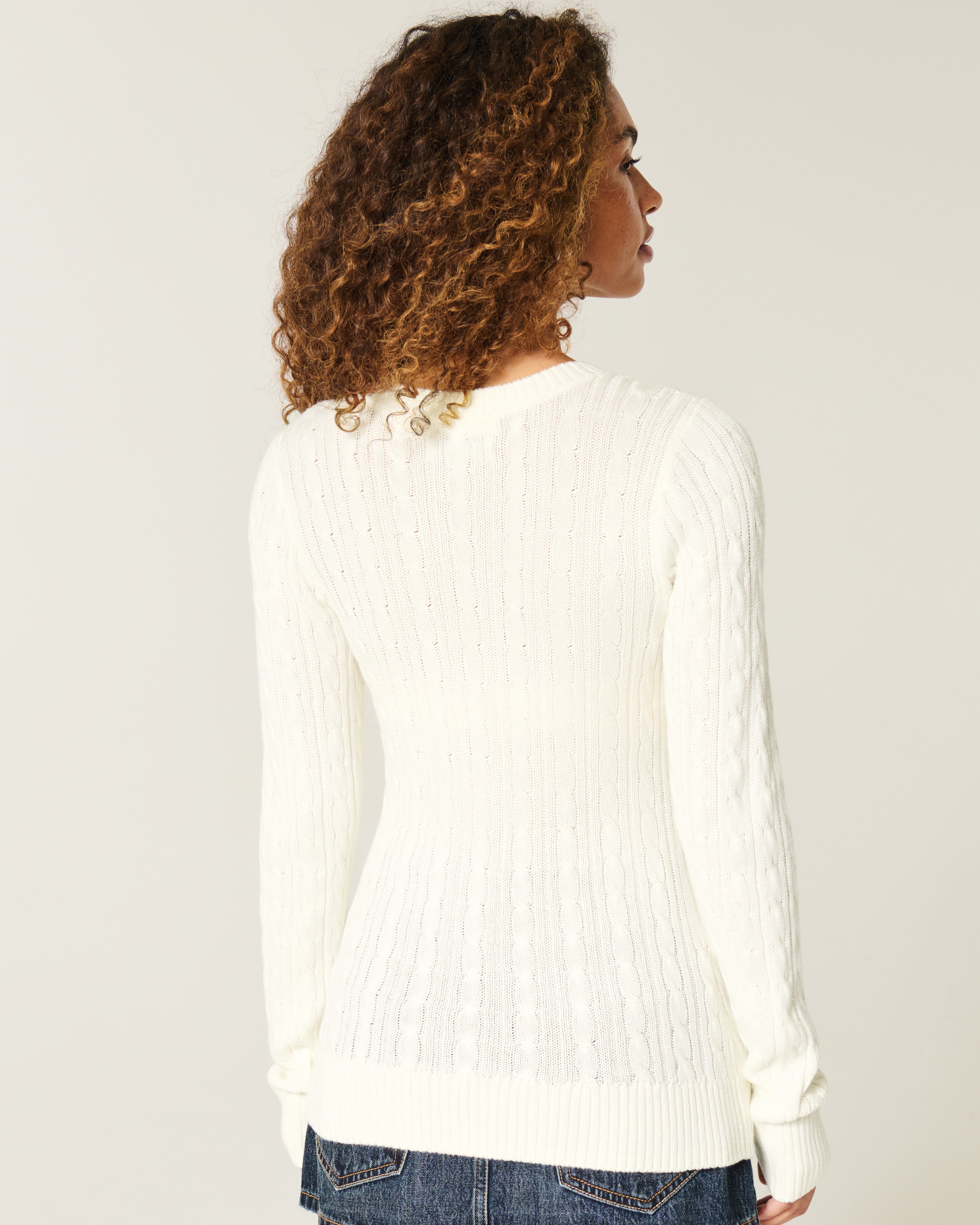 Cable-Knit Star Crew Sweater