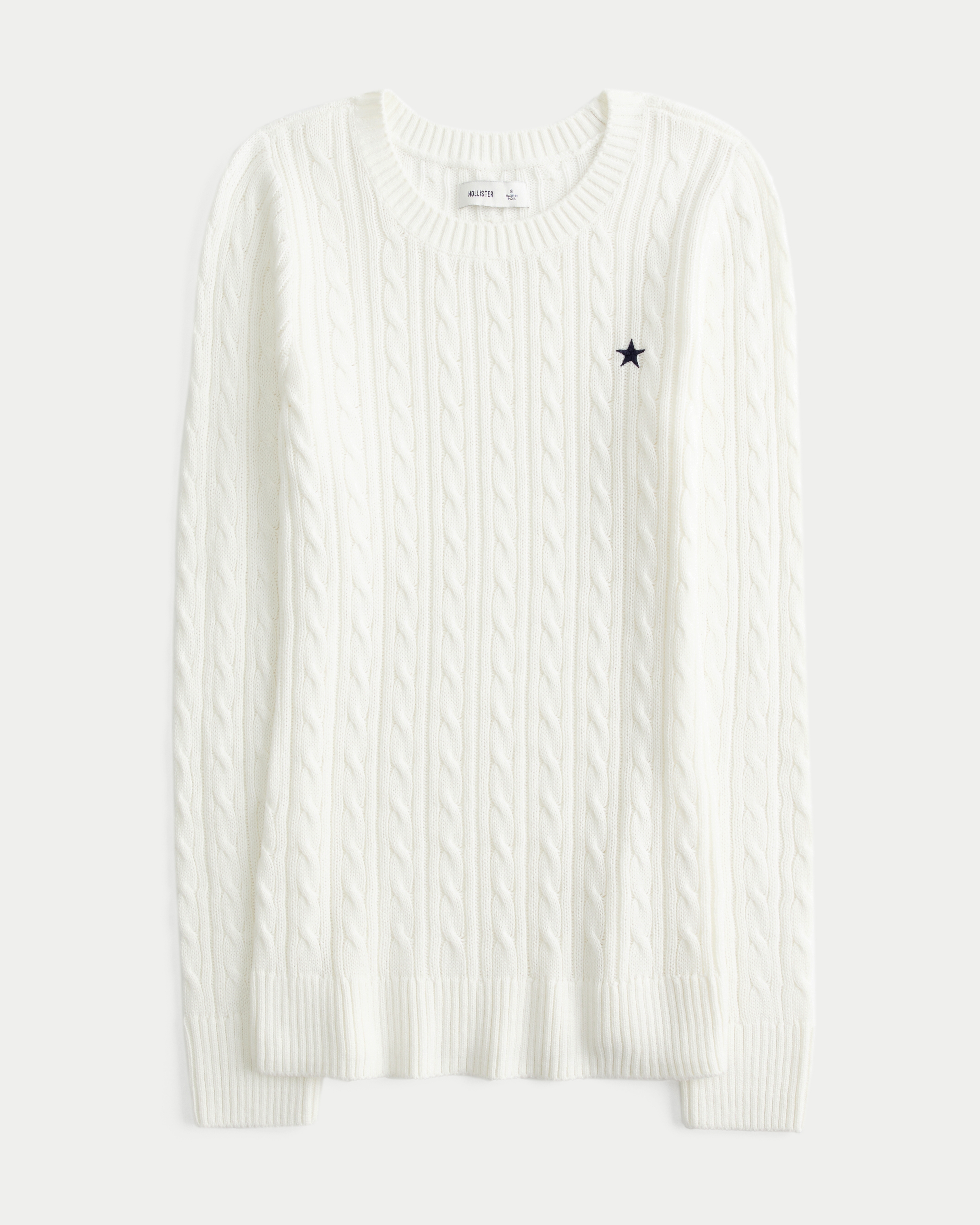 Cable-Knit Star Crew Sweater