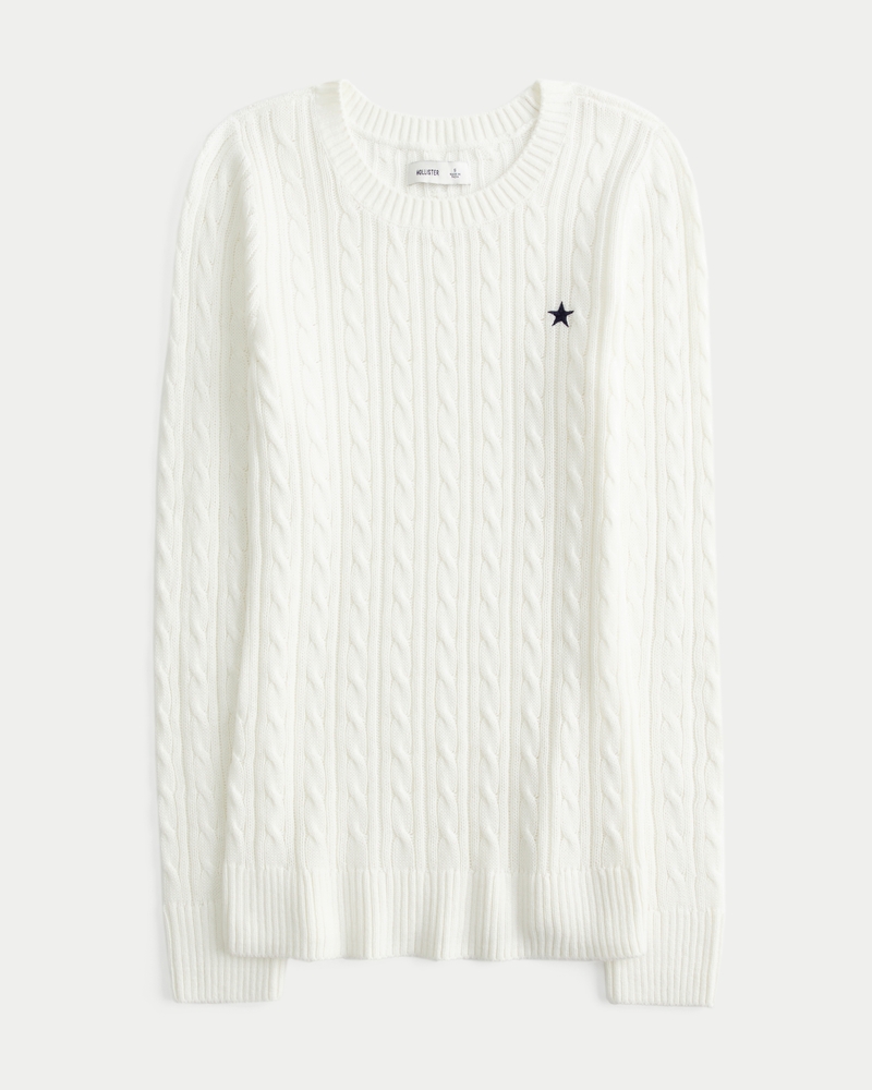 Cable-Knit Star Crew Sweater
