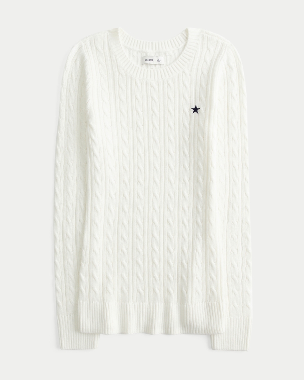Cable-Knit Star Crew Sweater