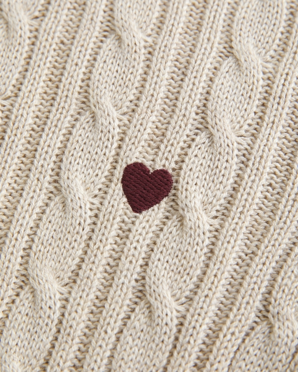Cable-Knit Heart Crew Sweater