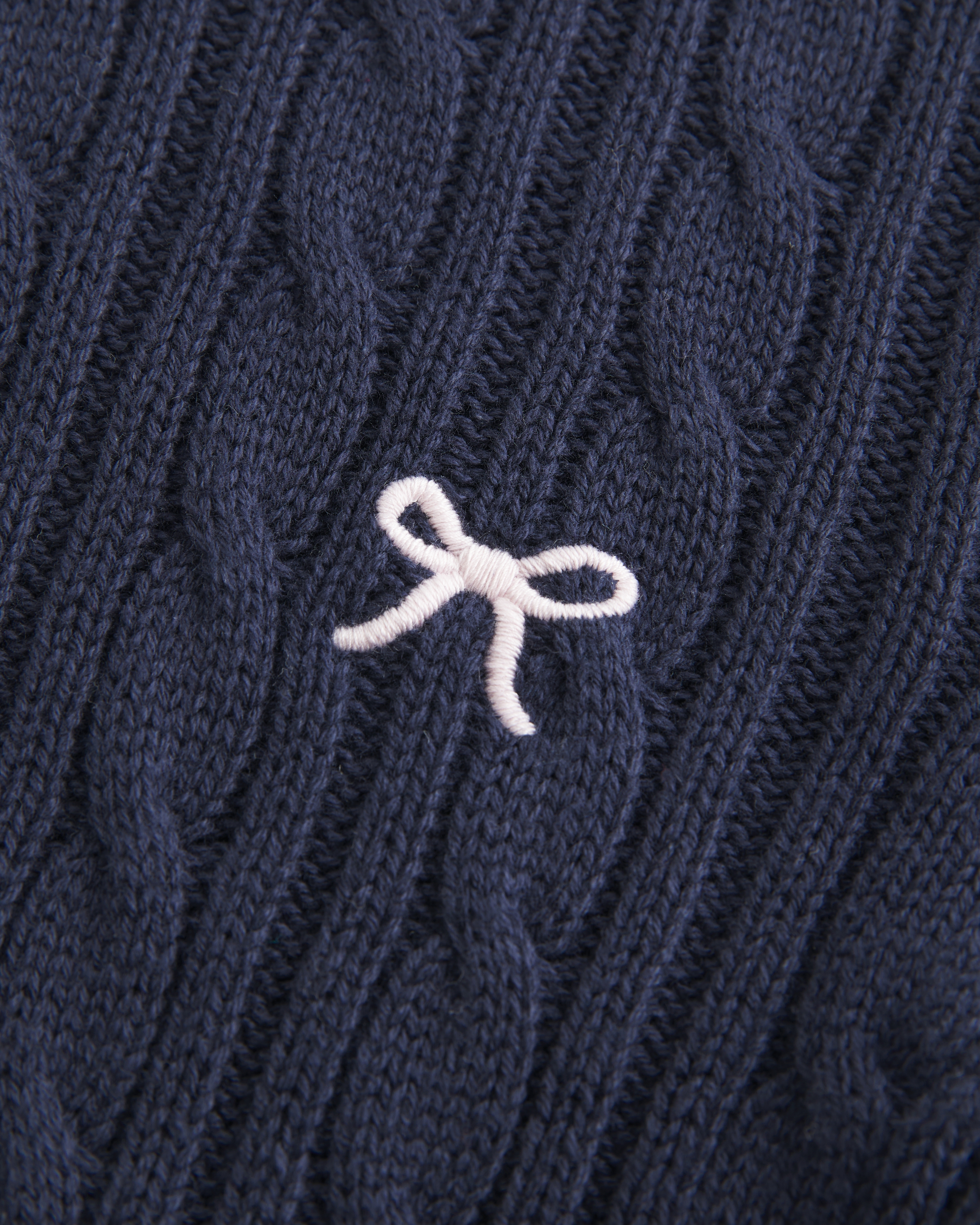 Cable-Knit Bow Crew Sweater