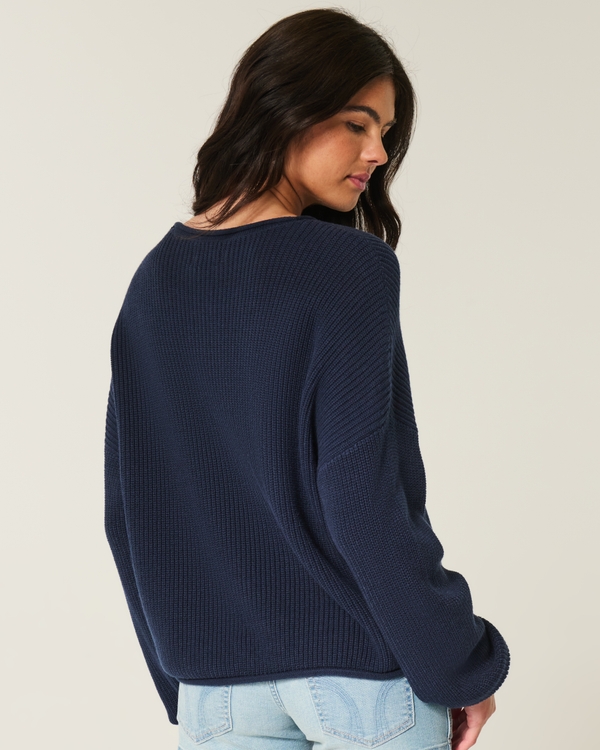 Easy Crew Sweater, Navy Blue view 2