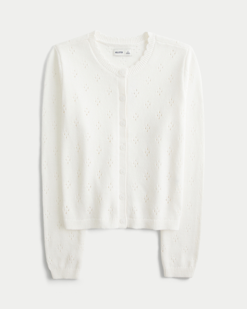 Eyelet Crew Cardigan